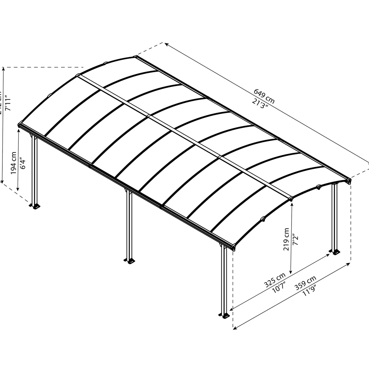 Arcadia I Metall 3,6x6,5 m