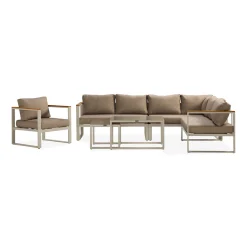 Aspvik Stor Loungegrupp Utomhus – 7-sits Loungeset i Aluminium