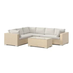 Bahamas L-formad utesoffa höger, 6-sits med bord