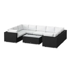 Bahamas U-formad utomhus loungegrupp med stängt avslut, 9-sits med bord