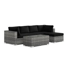 Bahamas utomhus divansoffa 5-sits med vändbar divan och bord