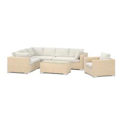 Bahamas utomhus L-soffa höger 7-sits med fåtölj och bord