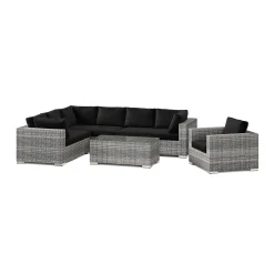 Bahamas utomhus L-soffa höger 7-sits med fåtölj och bord