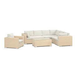 Bahamas utomhus L-soffa vänster 7-sits med fåtölj och bord