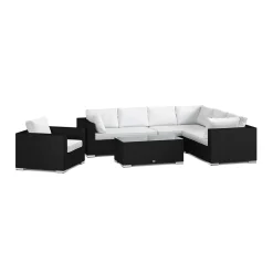 Bahamas utomhus L-soffa vänster 7-sits med fåtölj och bord