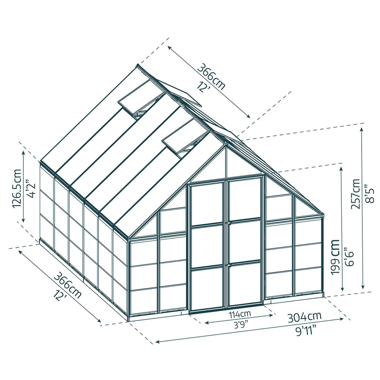 Balance, Aluminiumram med UV-Skyddad Polykarbonat & Ventilationsfönster, 10,8 m²