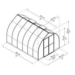 Bella Aluminiumram med UV-Skyddad Polykarbonat & Ventilationsfönster, 8,9 m²