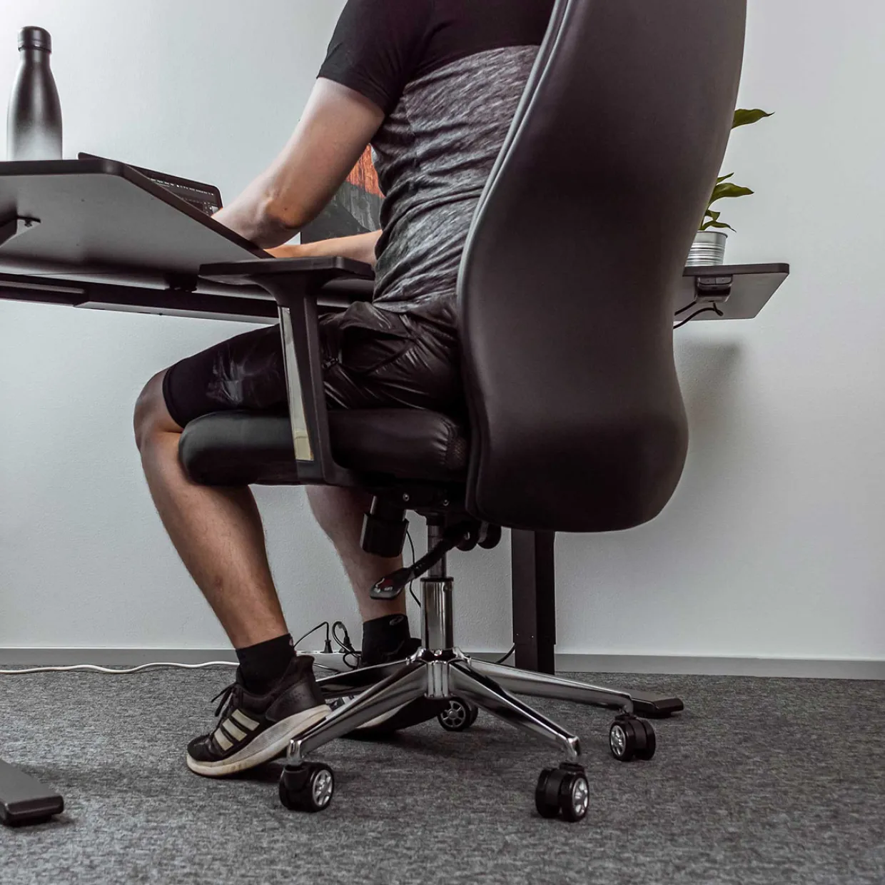 Boss Stol i Läder med Justerbar Höjd & Ryggstöd