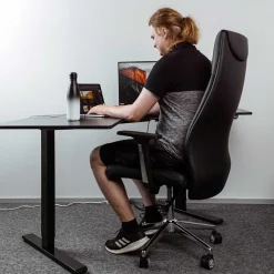 Boss Stol i Läder med Justerbar Höjd & Ryggstöd