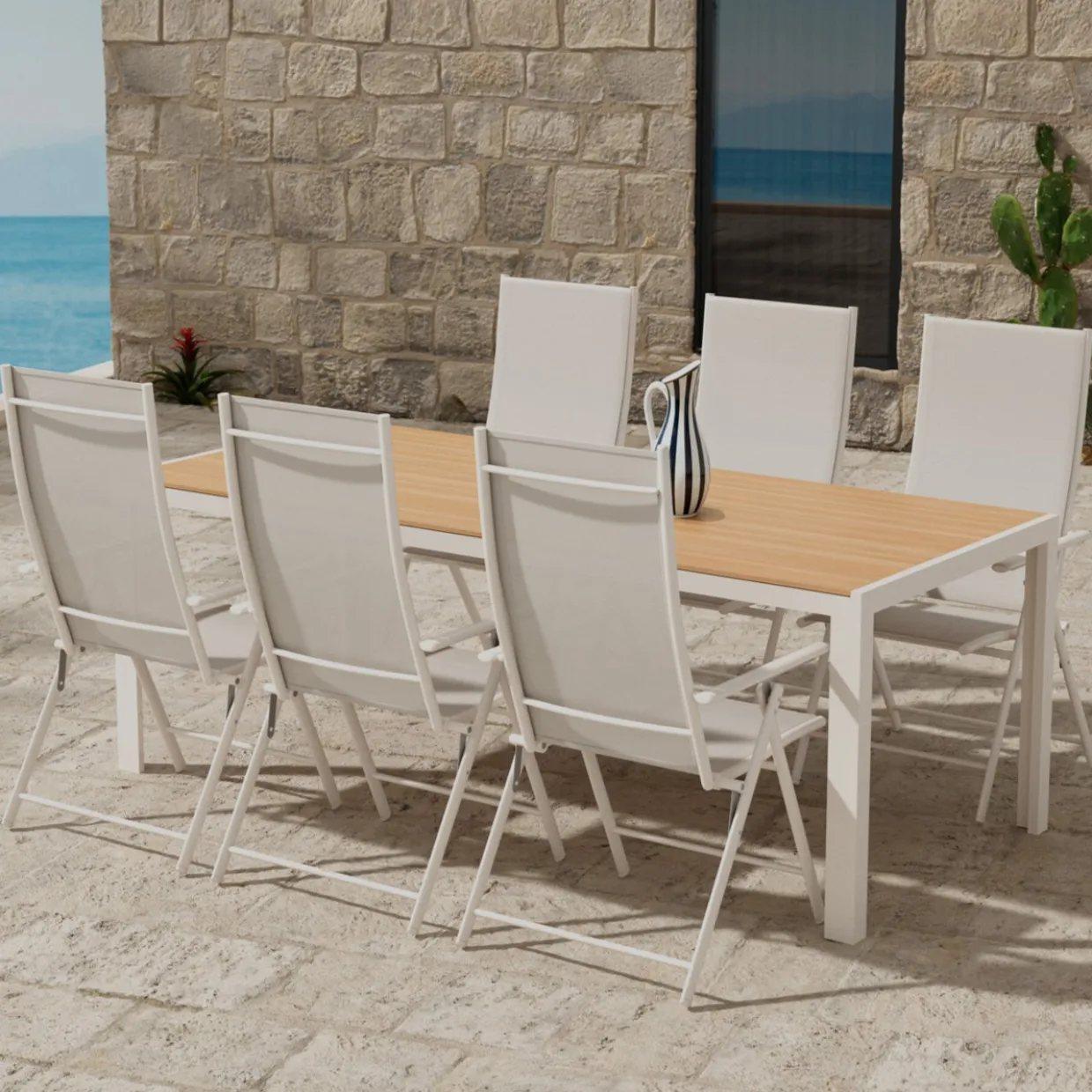 Break 90x205 cm med 6 st Levanzo Trädgårdsstolar