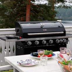 6+1 Brännare Svart Med Gaslock