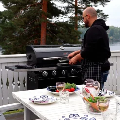 6+1 Brännare Svart Med Gaslock
