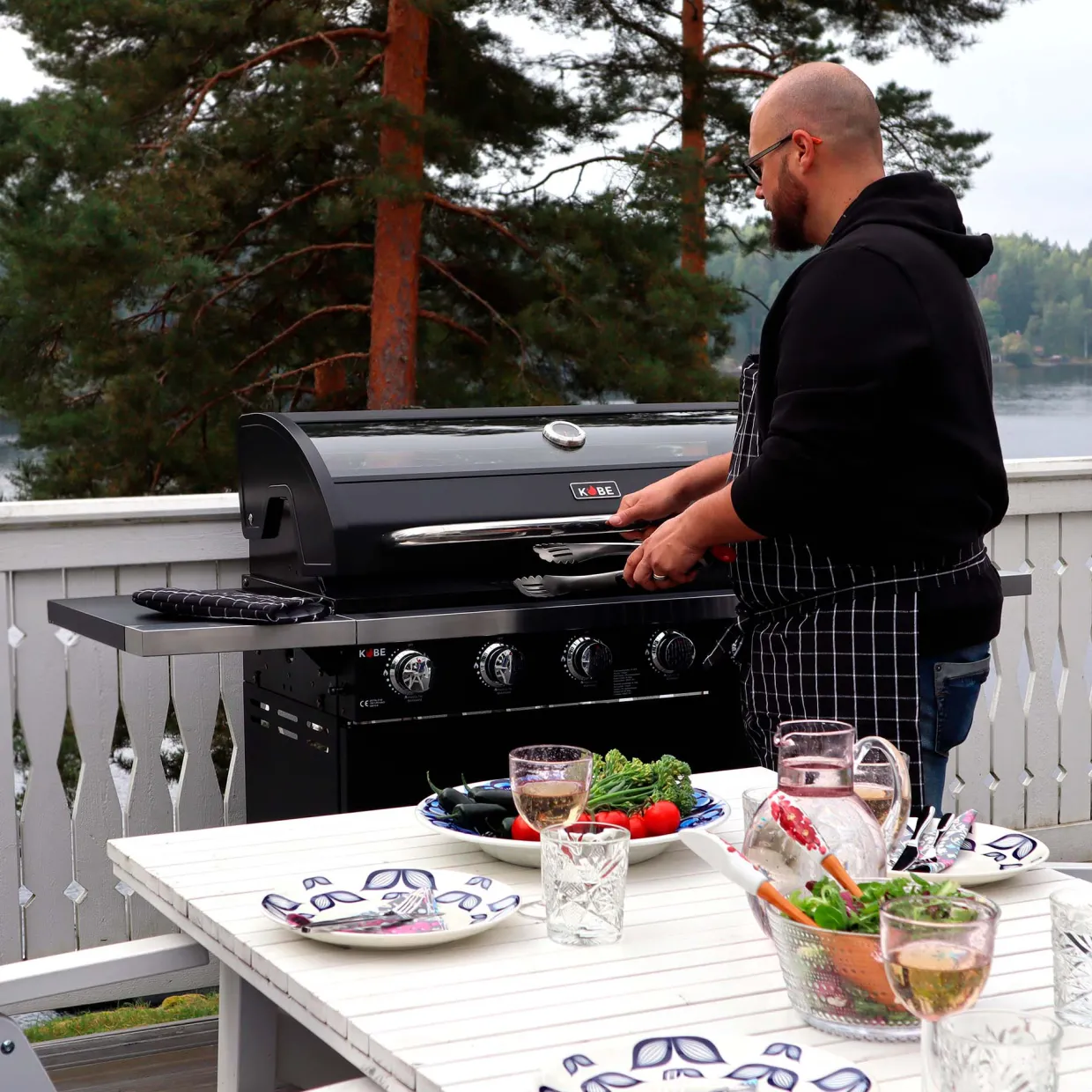 6+1 Brännare Svart Med Gaslock