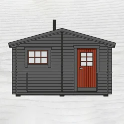 Bräska 10 m² Fristående Bastuhus med Altan & Sadeltak