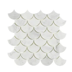 Carrara Fishtail Vit 5x7 cm Polerad