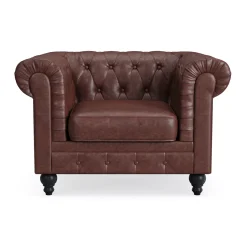Chesterfield Lyx Fåtölj i konstläder