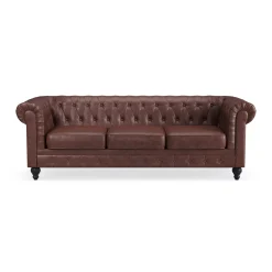 Chesterfield Lyx 3-sits Djup soffa konstläder