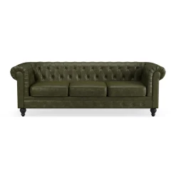 Chesterfield Lyx 3-sits Djup soffa konstläder