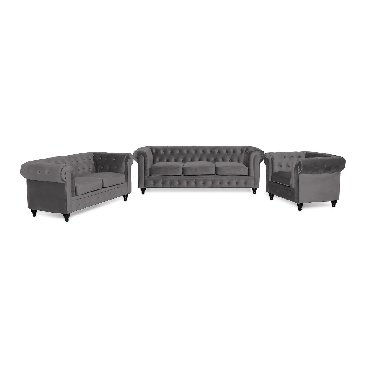 Chesterfield Lyx 3-sits+2-sits+Fåtölj Sammet