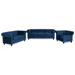 Chesterfield Lyx 3-sits+2-sits+Fåtölj Sammet