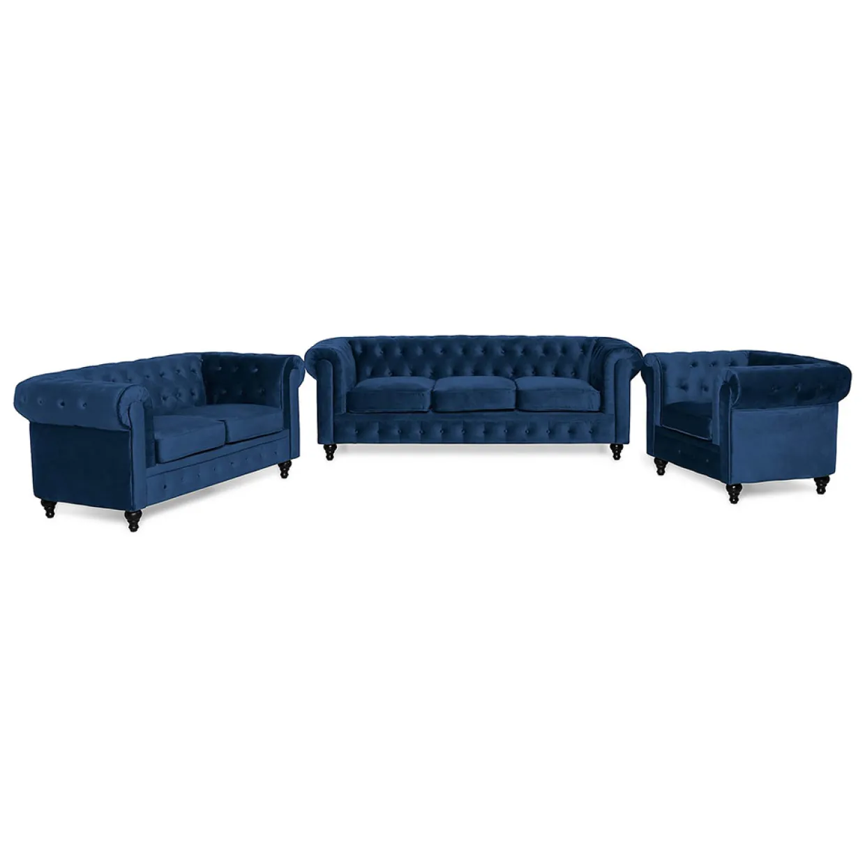 Chesterfield Lyx 3-sits+2-sits+Fåtölj Sammet