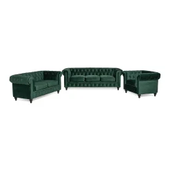 Chesterfield Lyx 3-sits+2-sits+Fåtölj Sammet