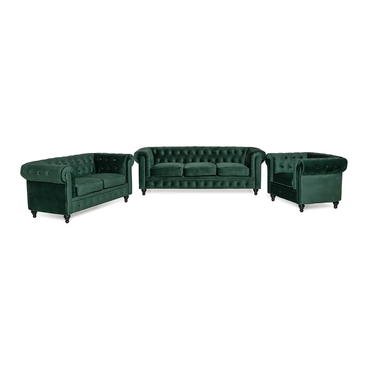 Chesterfield Lyx 3-sits+2-sits+Fåtölj Sammet