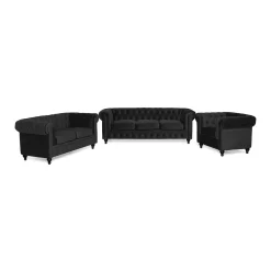 Chesterfield Lyx 3-sits+2-sits+Fåtölj Sammet