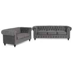 Chesterfield Lyx 3-sits+2-sitssoffa Sammet
