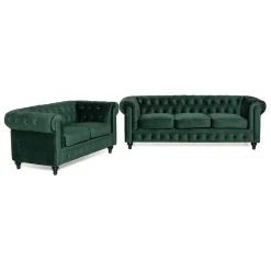 Chesterfield Lyx 3-sits+2-sitssoffa Sammet