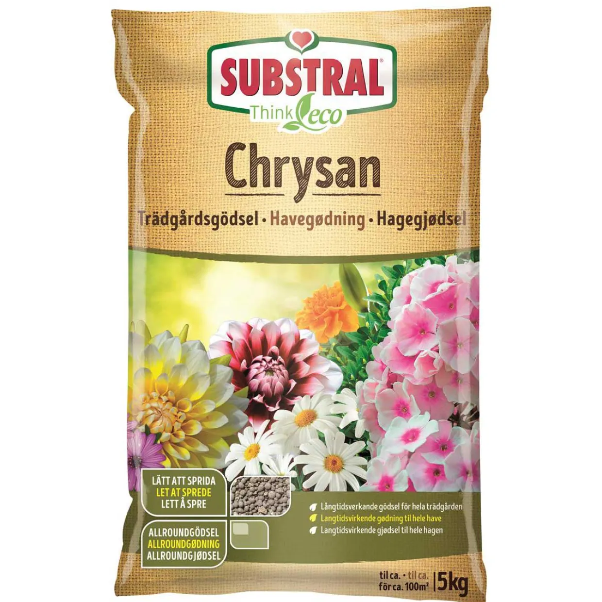 Chrysan 5 kg, Fullgödselmedel med Växtnäring för Inomhus- & Utomhusbruk