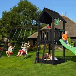 Club inkl. swing module xtra och rutschkana, grundmålat svart