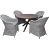 Ø 112 cm bord & 4 Belize grå stolar