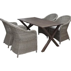 150 cm bord & 4 Belize naturfärgade stolar