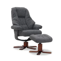 Comfy Becca med Snurrfunktion & Fotpall Gråmelerad Klädsel