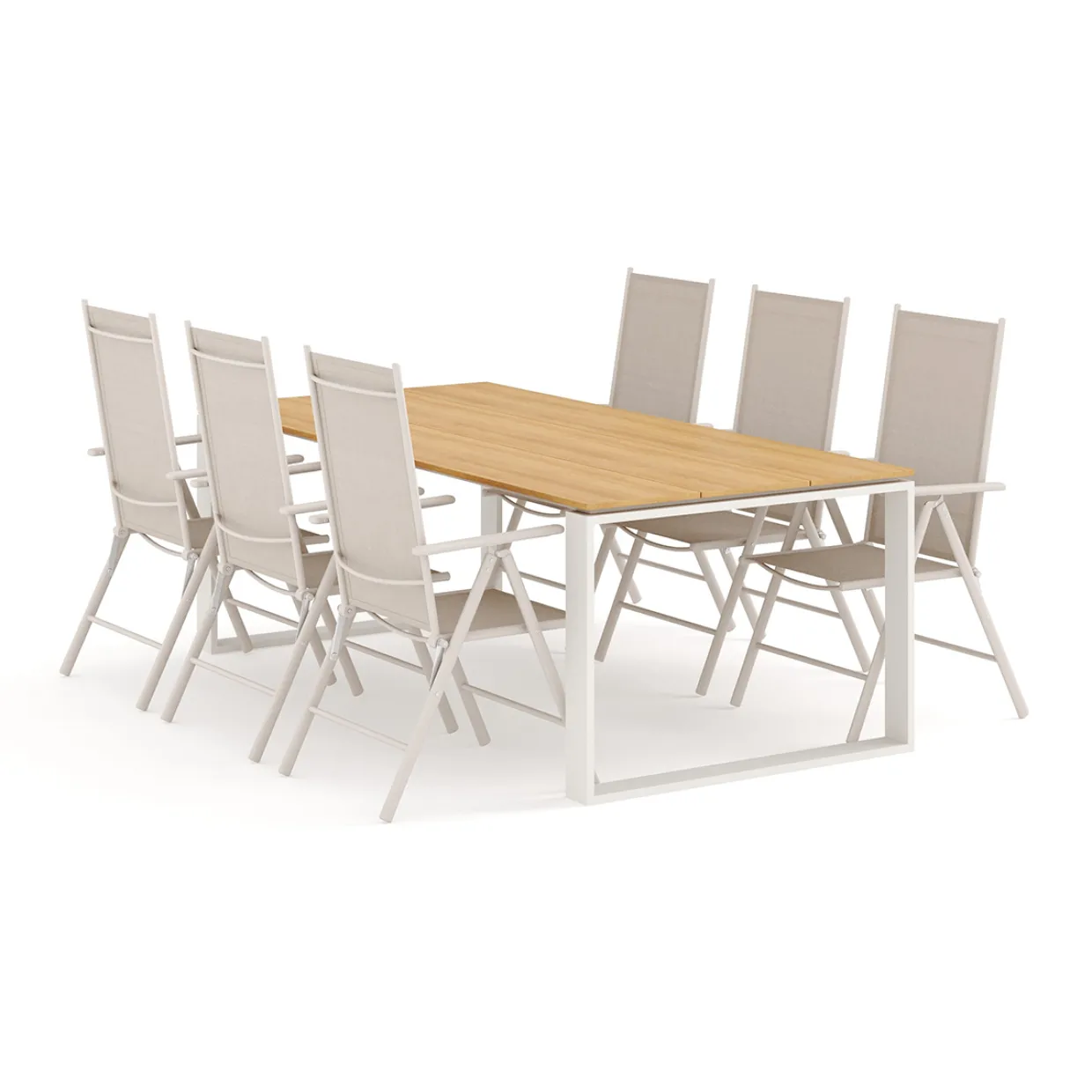 Devon utomhus matgrupp 210x100 cm med 6 Maggie positionsstolar