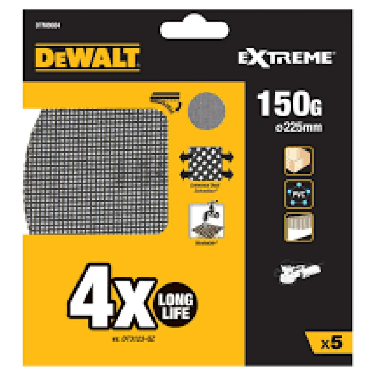 DTM8684 225 mm 150K 5-Pack Till Excenterslip