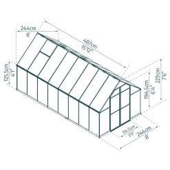 Essence Aluminiumram med UV-Skyddad Polykarbonat & Ventilationsfönster, 11,8 m²