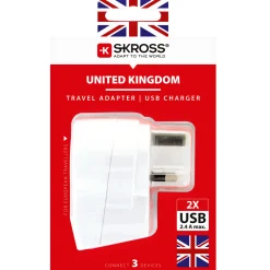 Europa till UK med Dubbla USB-A 12W Jordad
