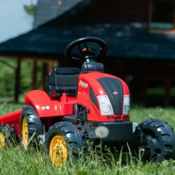 Farmer Country Röd Tramptraktor med Släp