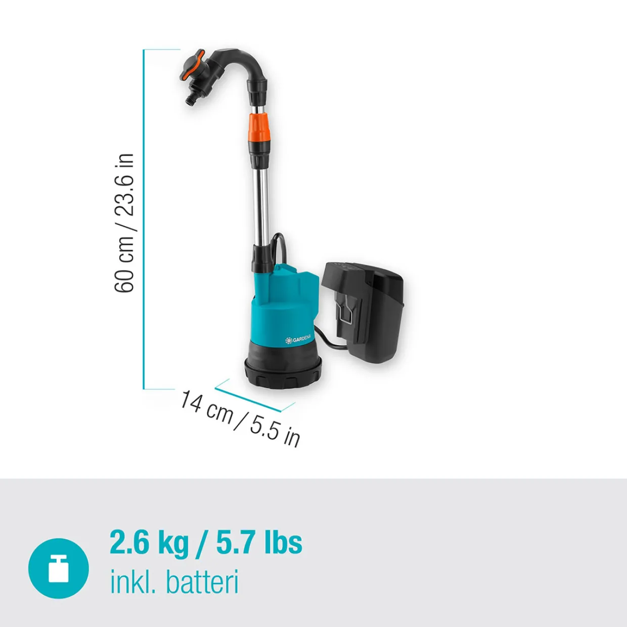 för Regnvattentunna 2000/2 18V P4A Set (2,5Ah batteri + standardladdare)