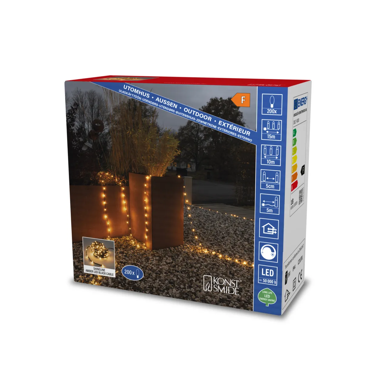 Gnojsö Konstsmide ShineLine 200st LED-lampor Amber 10m Utomhus