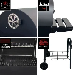 Grilltunna 550 Stål med Sidobord och Termometer
