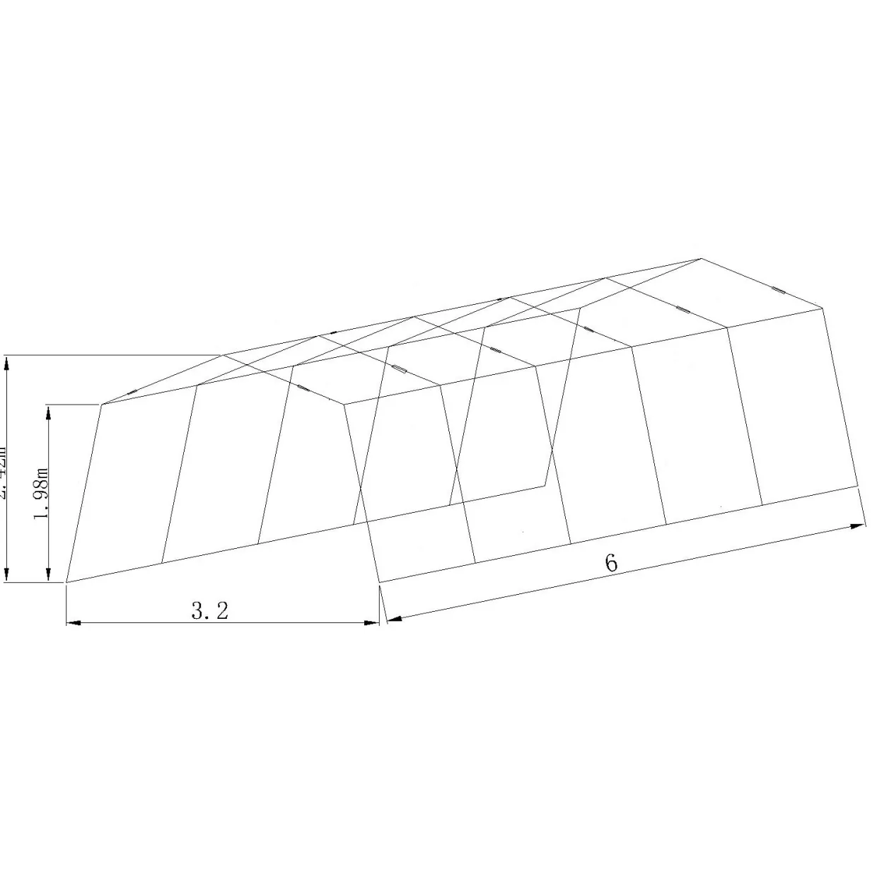 G500 3,2x6x1,9 m Grå