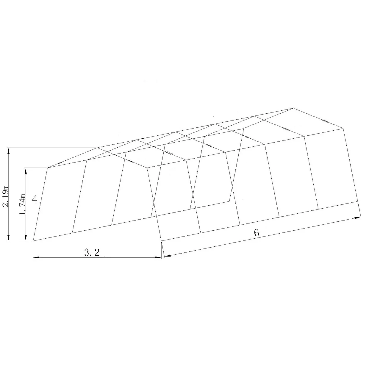 G500 3,2x6x2,2 m Grå