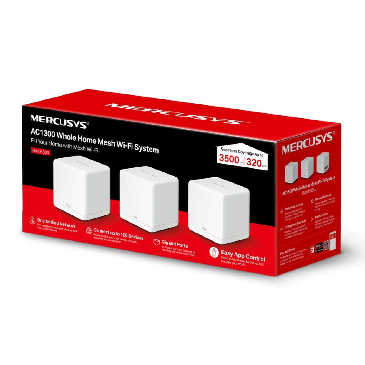 Halo H30G AC1300 Whole Home Mesh Wi-Fi System 3-pack