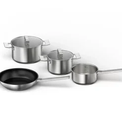 HEZ9SE040 Set 4 st Rostfria Kastruller & Stekpannor