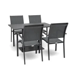 Hånger 4st Stapelstolar med Näsby Cafébord 70x120cm