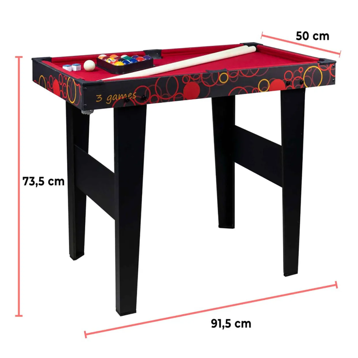 3-in-1 Spelbord med Airhockey, Bordtennis & Biljard