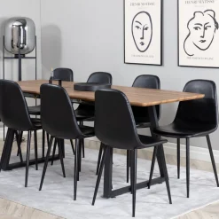 Ina med 8 Pobbie Stolar Svart